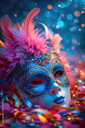 Enchanting Mask with Feathers and Sparkles