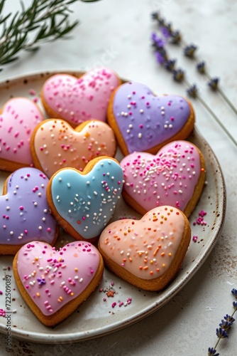 Heart-Shaped Cookies Decorated with Love