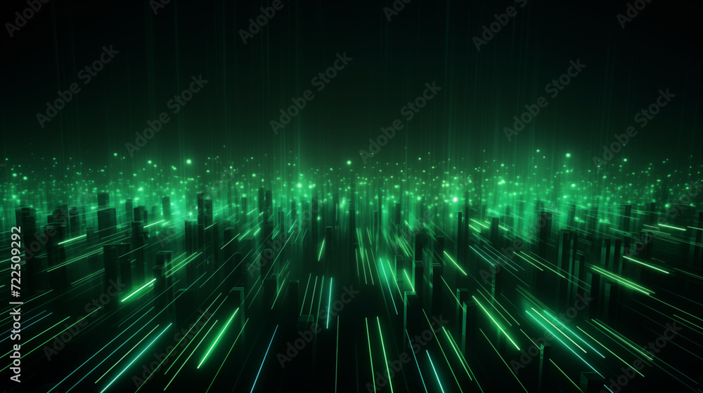 Abstract 3D background of green neon lines sliding down. Modern wallpaper. Abstract 3D background of green neon lines sliding down. Modern wallpaper.