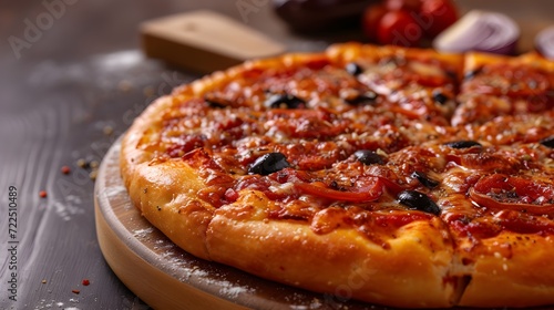 Sicilian pizza with a pillowy focaccia-like crust  rich tomato sauce  melty cheese  and a delectable medley of toppings such as olives and onions