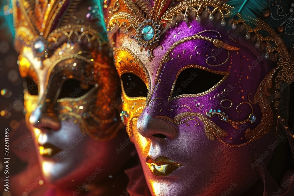 Detailed Perspective on Festive and Colorful Masks
