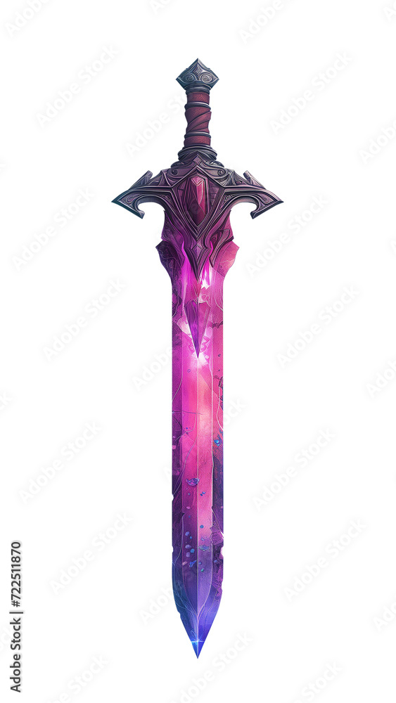 Fantasy enchanted crystal dagger isolated on transparent background. PNG file. Game art style.