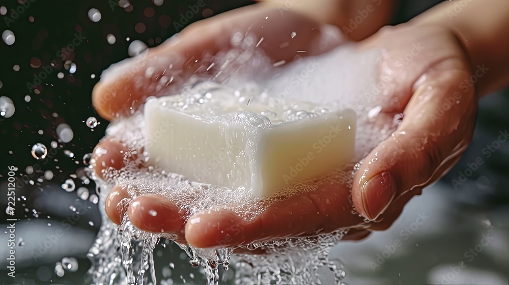 Hand hold soap hygiene concept wallpaper background Hand hold soap hygiene concept wallpaper background