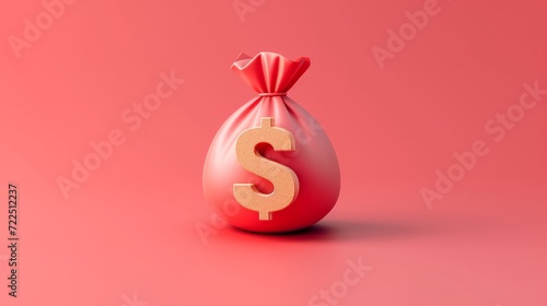 Money bag with dollar icon. Cash, interest rate, business and finance, return on investment, financial solution, prepayment and down payment concept. 3d vector icon. Cartoon minimal style photo