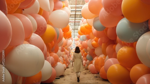 Woman in front of bunch of balloons