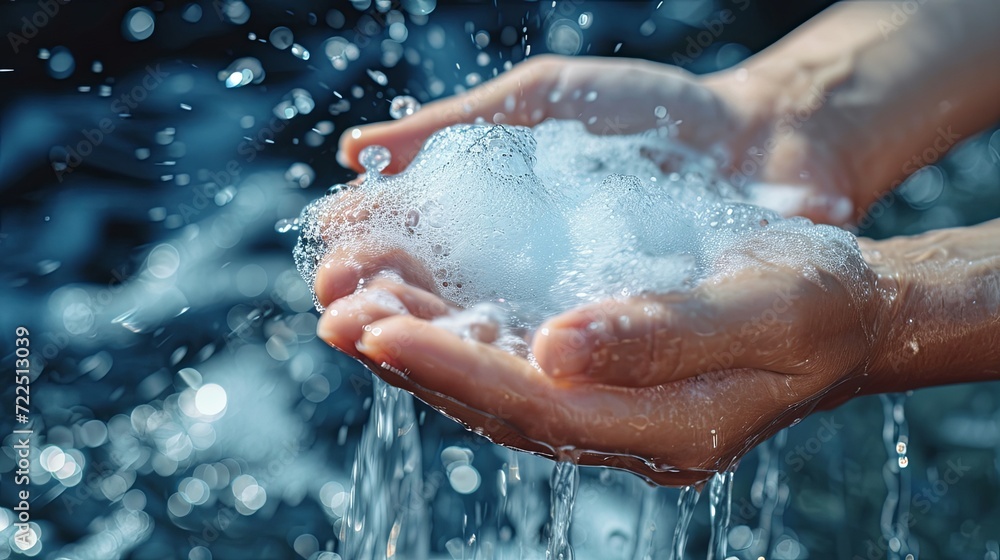 Fototapeta premium People washing hands arm wallpaper background