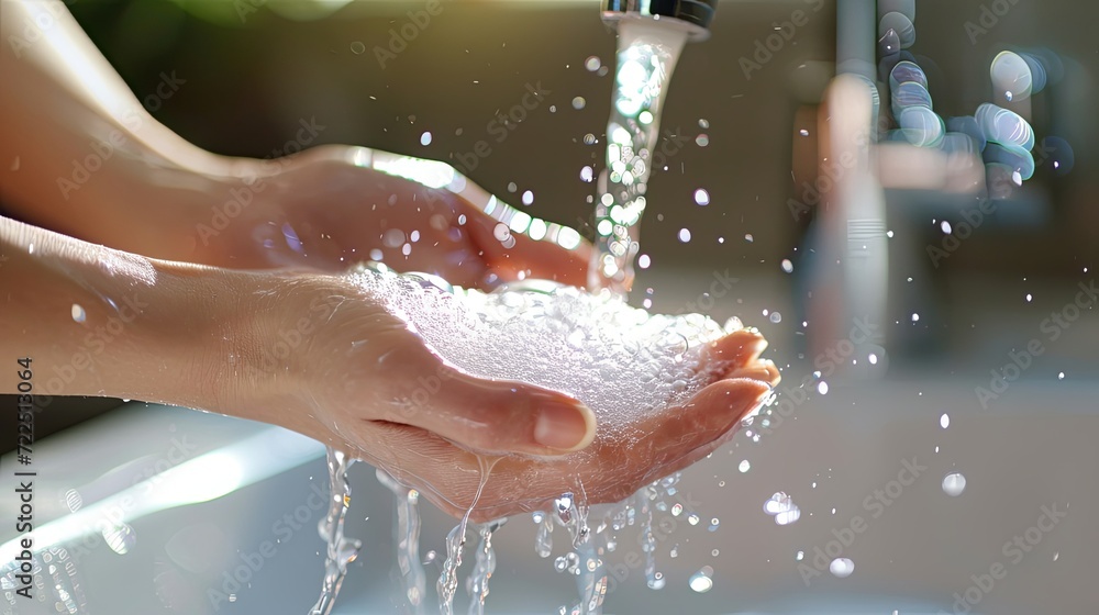 Fototapeta premium People washing hands arm wallpaper background