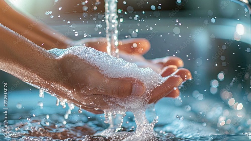 Fototapeta premium People washing hands arm wallpaper background