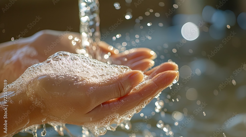 Fototapeta premium People washing hands arm wallpaper background