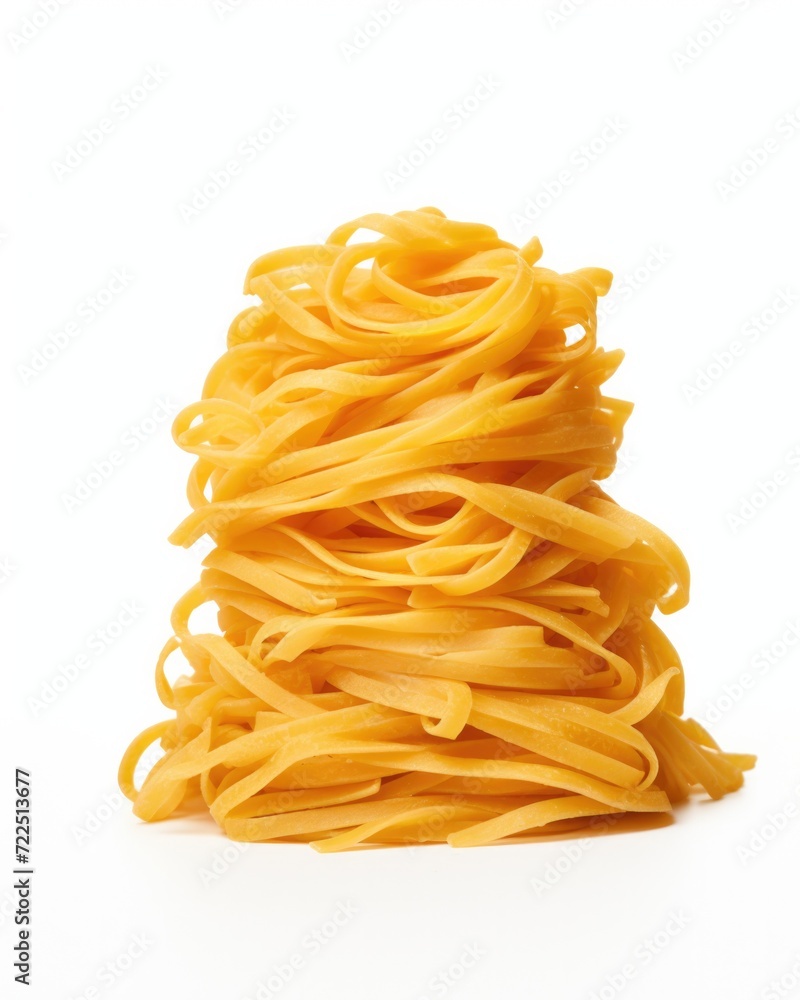 A pile of spaghetti on a white background. Generative AI. A pile of spaghetti on a white background. Generative AI.