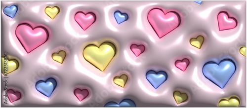 Cute inflated 3d hearts, graphic for valentines day, wedding, love
