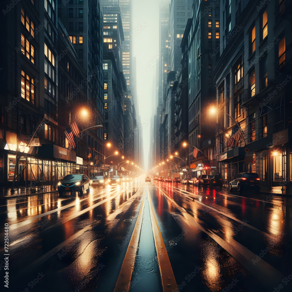Fototapeta premium City lights and urban nightlife concept.