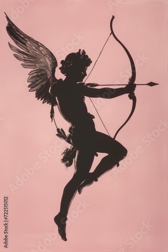 Cupid's Silhouette with Bow and Arrow