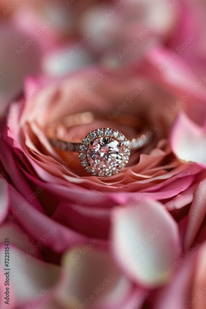 Engagement Ring Amongst Roses