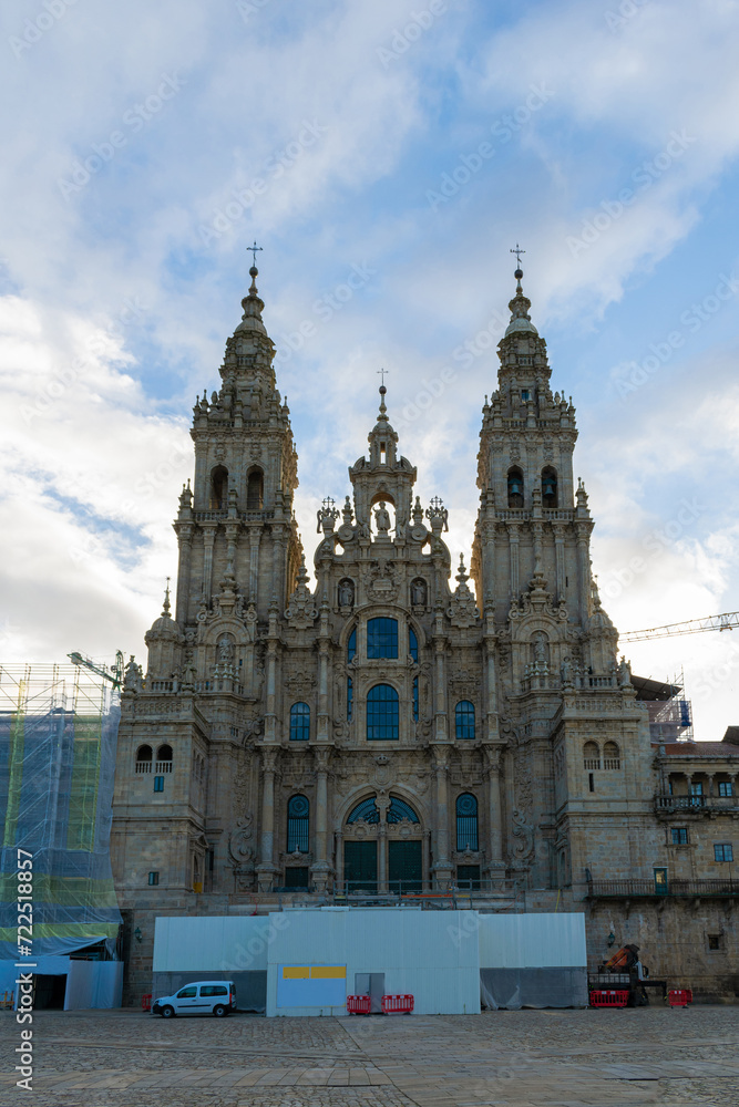 View of the facade of the cathedral of Santiago de Compostela. Galicia - Spain