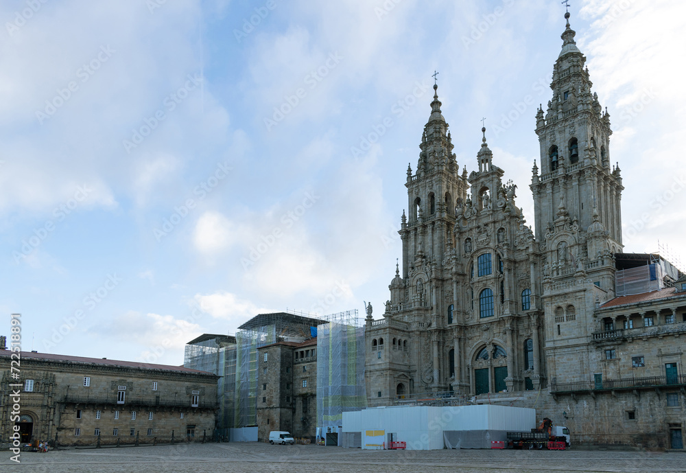 Obradoiro Square and Cathedral of Santiago de Compostela. Galicia - Spain