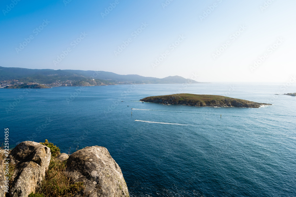 View of the estelas islands and the Baiona coast from the Monteferro viewpoint. Nigran - Spain