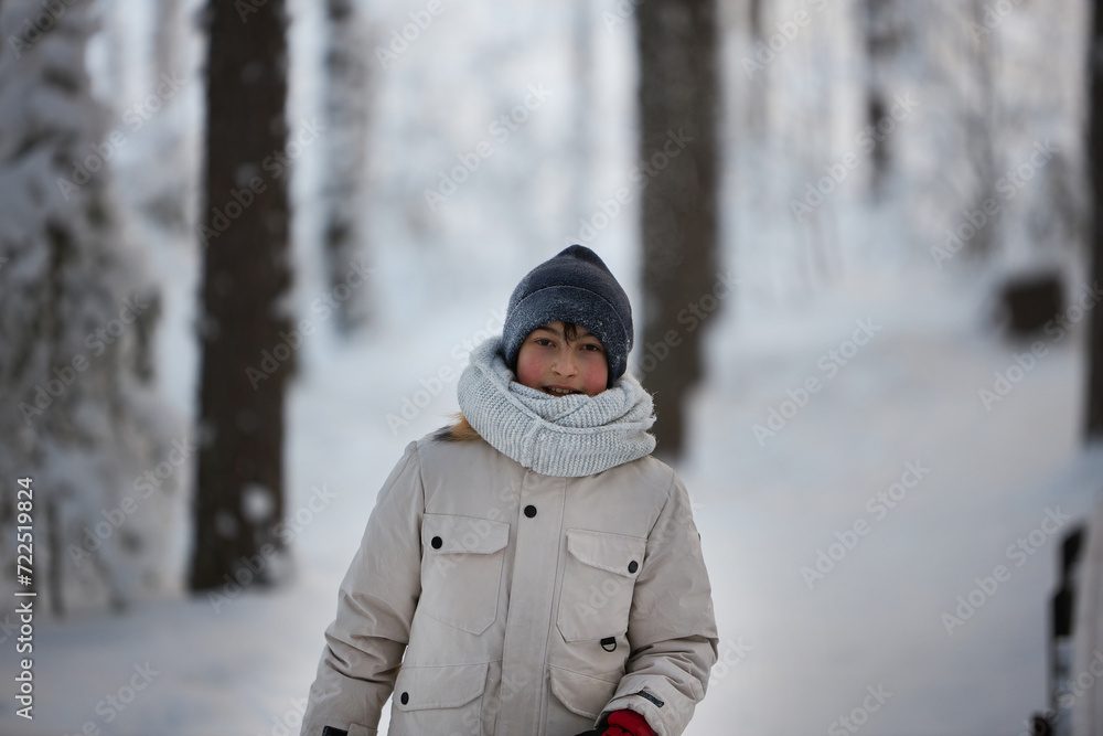Person Walking in Snowy Woods Person Walking in Snowy Woods
