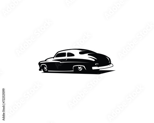1949 mercury coupe car logo silhouette. isolated on white background side view. Best for badge, emblem, icon and sticker design.