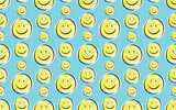 seamless pattern. the pattern. emojis. smiling yellow round icons. for textiles and gift packages. vector. on a colored background. Doodle.
