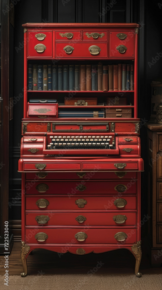 Classic Cherry Red Writing Bureau