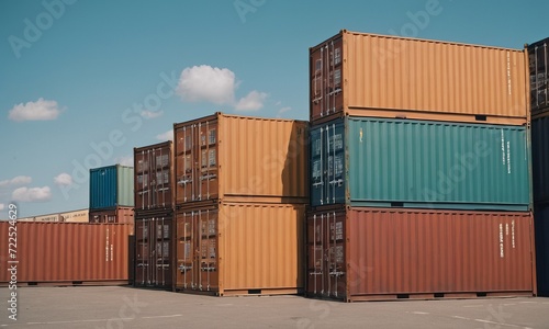 Cargo containers in clear sunny weather
