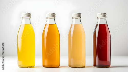Assorted colorful juice bottles lined up, creating a vibrant gradient effect.