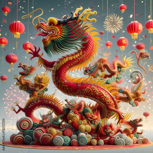 Wallpaper Mural Vibrant Chinese Dragon Dance Performance Celebrating Lunar New Year at Night Torontodigital.ca