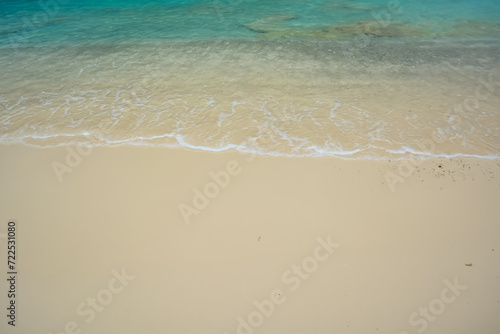 Beautiful blue ocean water with white foam edge. Space for text.