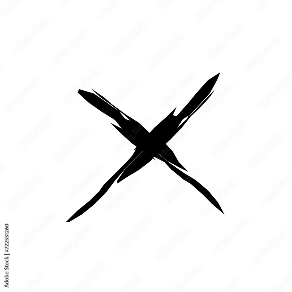 Hand drawn cross brush stroke Hand drawn cross brush stroke