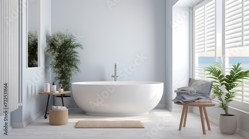 Bright and airy bathroom with freshly painted walls  creating a clean and rejuvenating atmosphere