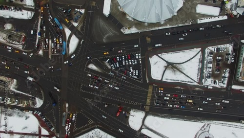 Transport traffic on crossroad near round edifice of Danilovsky marketplace photo