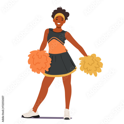Cheerleader Girl Radiates Energy And Positivity. With Spirited Routines, Infectious Enthusiasm, And A Megawatt Smile