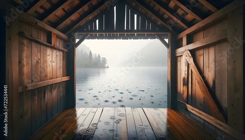 Photo a rain house cloud tranquil mountains forest boathouse river boating outside woo