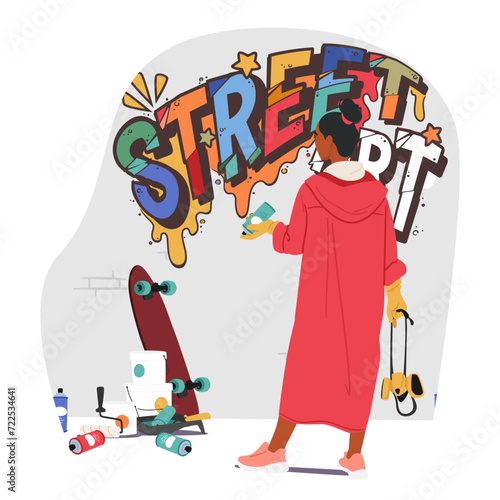 Graffiti Artist Creates Vibrant And Bold Artwork On Urban Wall Expressing Unique Idea And Messages Through Vivid Colors