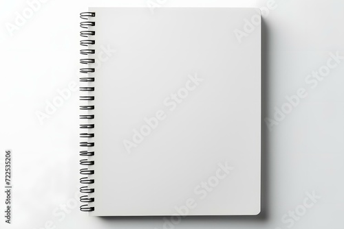 Spiral blank open notebook mockup isolated on white background. Template for design, top view