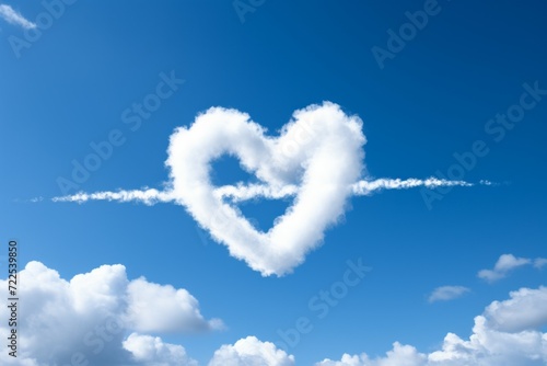 Cloud in the shape of a heart. Backdrop with selective focus and copy space for the inscription