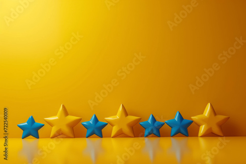 Rating stars concept. Backdrop with selective focus and copy space