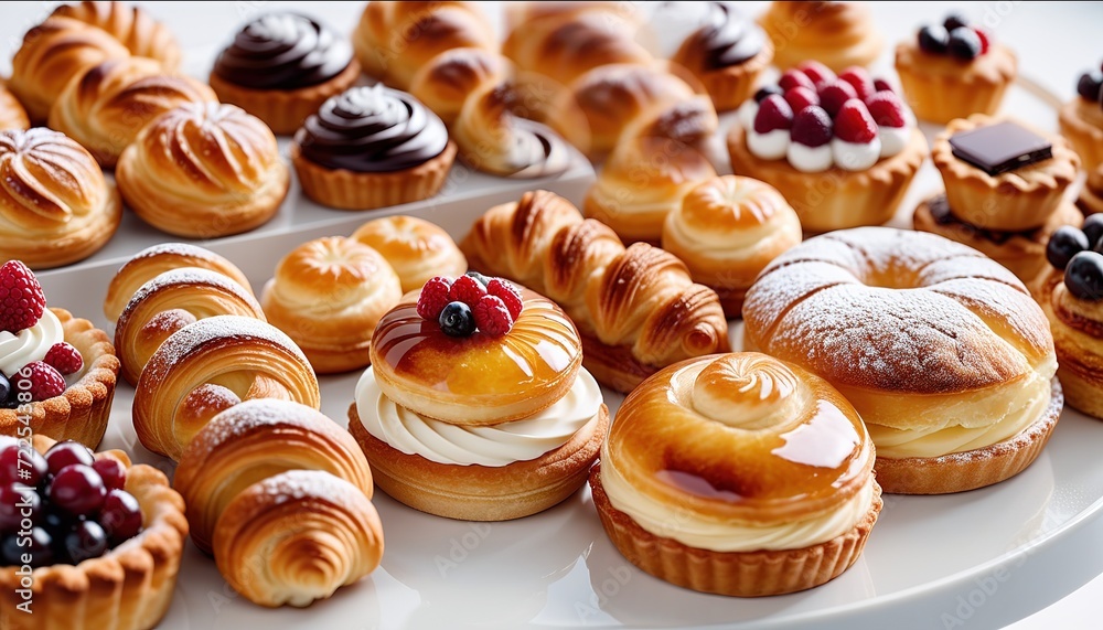 Assorted pastries on a display