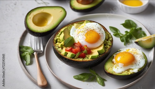 Baked avocado and egg breakfast