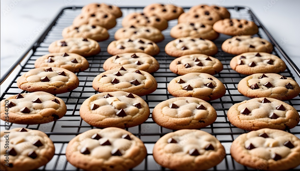 Freshly baked cookies on a cooling rack
