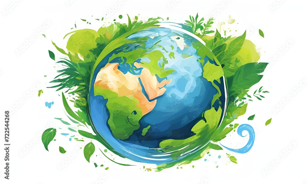 Earth day concept on white background, World environment day