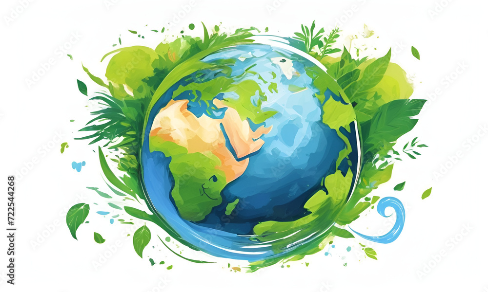 Naklejka premium Earth day concept on white background, World environment day