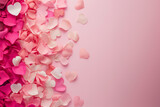 Pink, Red, and White Heart Shaped Petals Scattered On a Pink Background