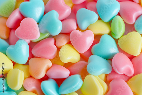 Colorful Pastel Heart-Shaped Candy Background