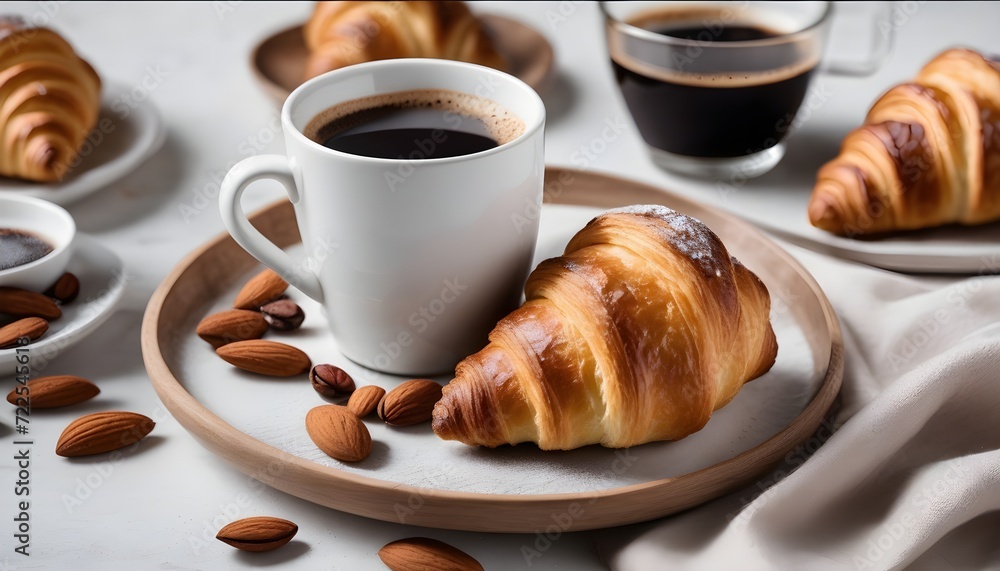 Turkish coffee with almond croissants Turkish coffee with almond croissants