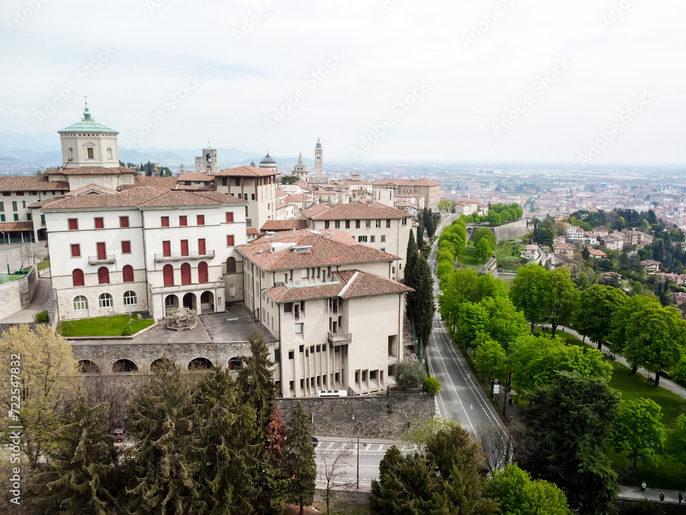BERGAMO General city view of medieval area, Citta Alta, Bergamo,Lombardy,Italy.