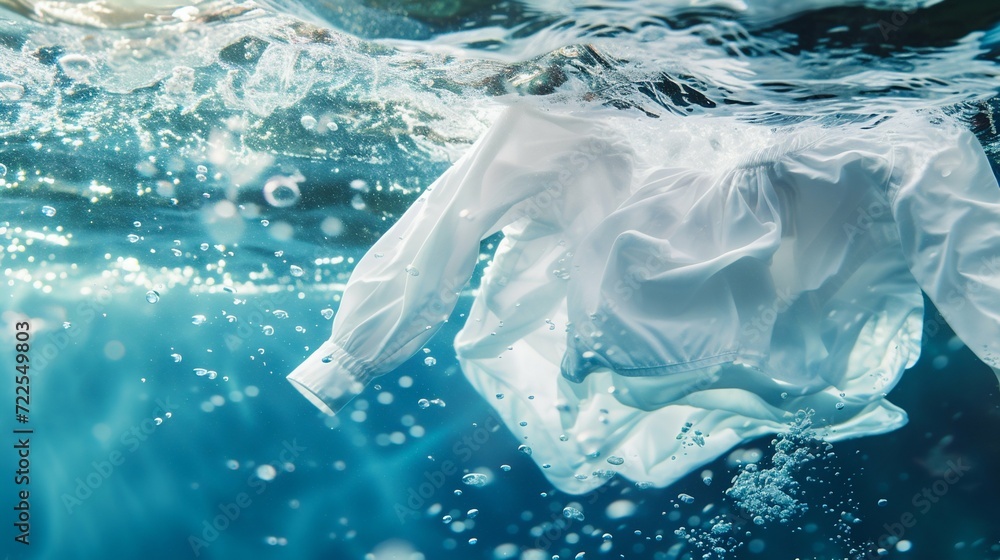 Obraz premium Ethereal White Clothing Submerged in Water. Generative ai