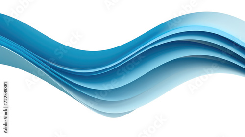 3d blue flat color curve isolated on transparent background