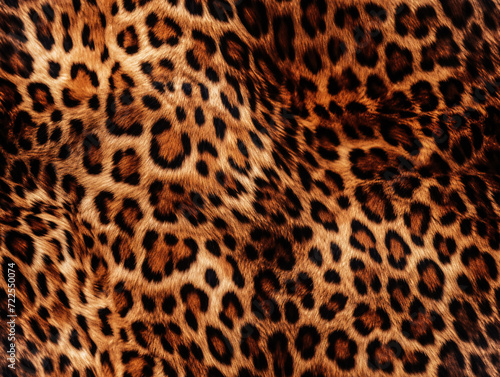 Seamless leopard print fur texture background  animal skin texture. Generative ai